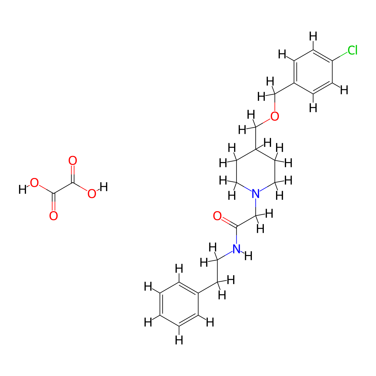 2-(4-(((4-chlorobenzyl)oxy)methyl)piperidin-1-yl)-N-phenethylacetamide oxalate molecular structure, CAS 1396749-03-3