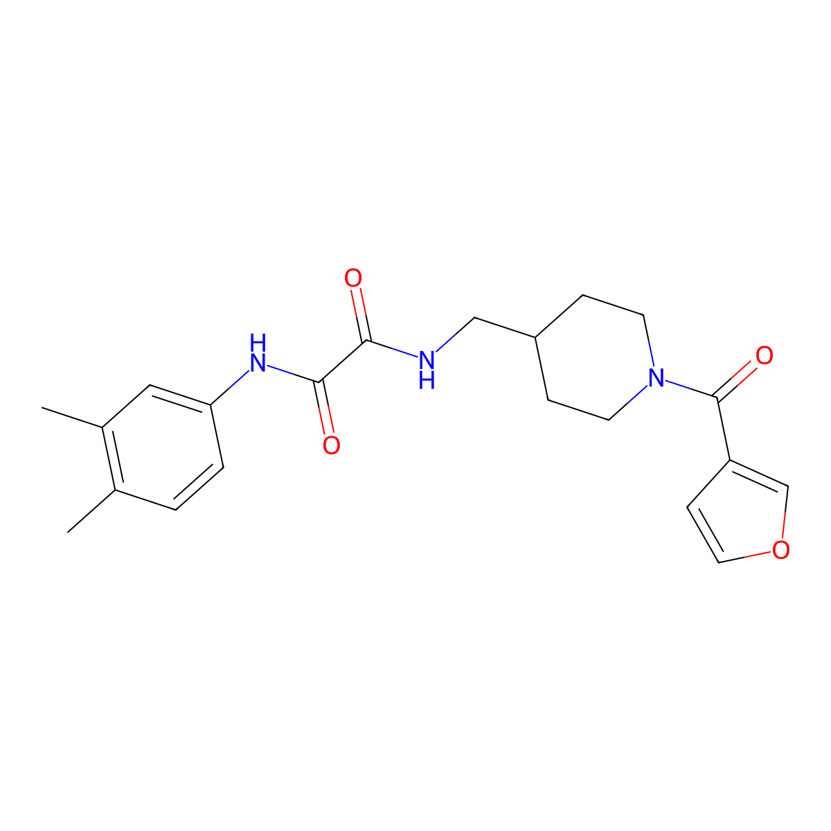 N1-(3,4-dimethylphenyl)-N2-((1-(furan-3-carbonyl)piperidin-4-yl)methyl)oxalamide molecular structure, CAS 1396749-07-7