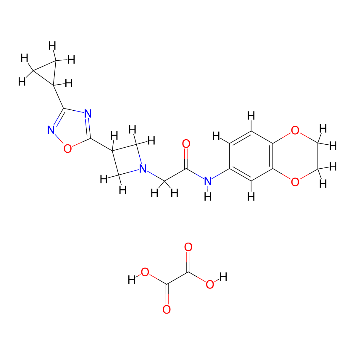 2-(3-(3-cyclopropyl-1,2,4-oxadiazol-5-yl)azetidin-1-yl)-N-(2,3-dihydrobenzo[b][1,4]dioxin-6-yl)acetamide oxalate molecular structure, CAS 1396749-09-9