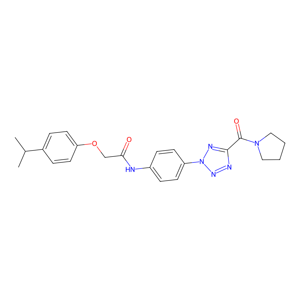 2-[4-(propan-2-yl)phenoxy]-N-{4-[5-(pyrrolidine-1-carbonyl)-2H-1,2,3,4-tetrazol-2-yl]phenyl}acetamide molecular structure, CAS 1396749-11-3
