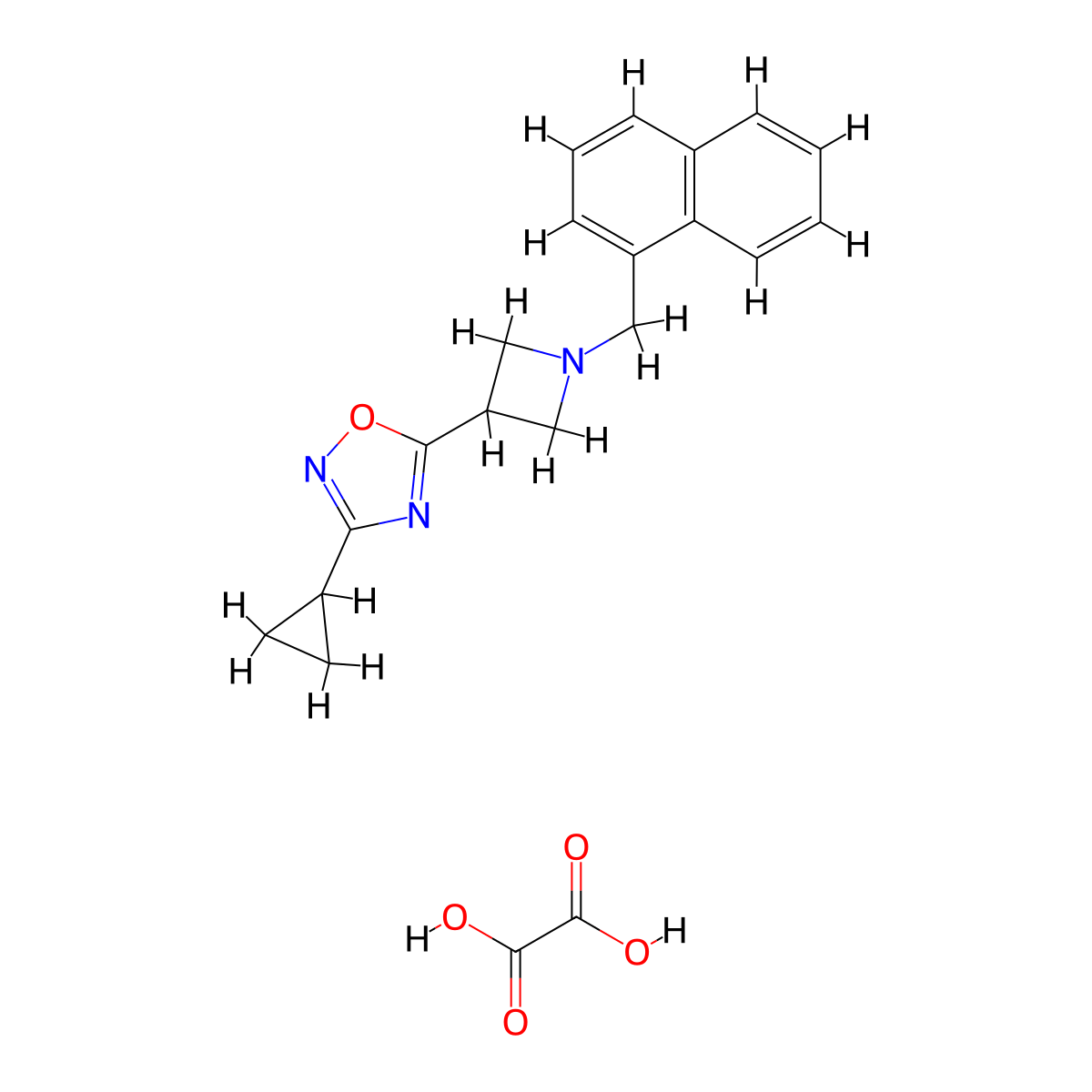 3-Cyclopropyl-5-(1-(naphthalen-1-ylmethyl)azetidin-3-yl)-1,2,4-oxadiazole oxalate molecular structure, CAS 1396749-15-7