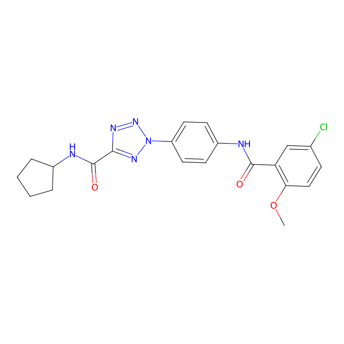 2-(4-(5-chloro-2-methoxybenzamido)phenyl)-N-cyclopentyl-2H-tetrazole-5-carboxamide molecular structure, CAS 1396749-26-0