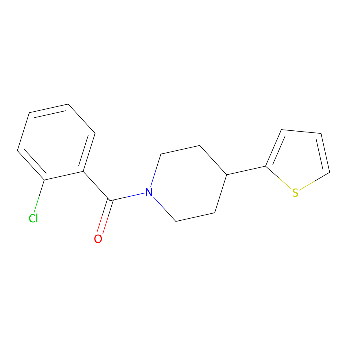 (2-Chlorophenyl)(4-(thiophen-2-yl)piperidin-1-yl)methanone molecular structure, CAS 1396749-30-6