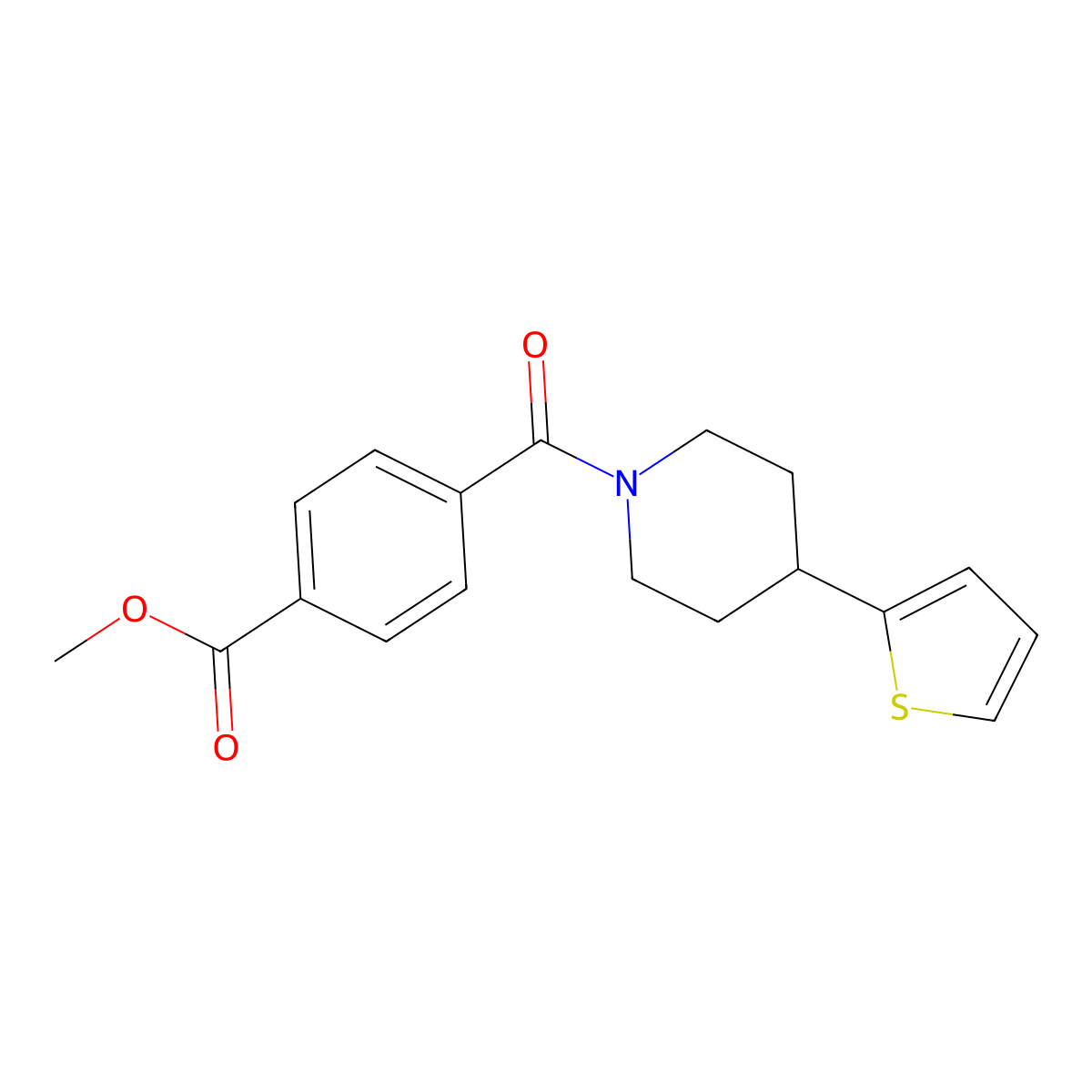 Methyl 4-[4-(thiophen-2-yl)piperidine-1-carbonyl]benzoate molecular structure, CAS 1396749-32-8