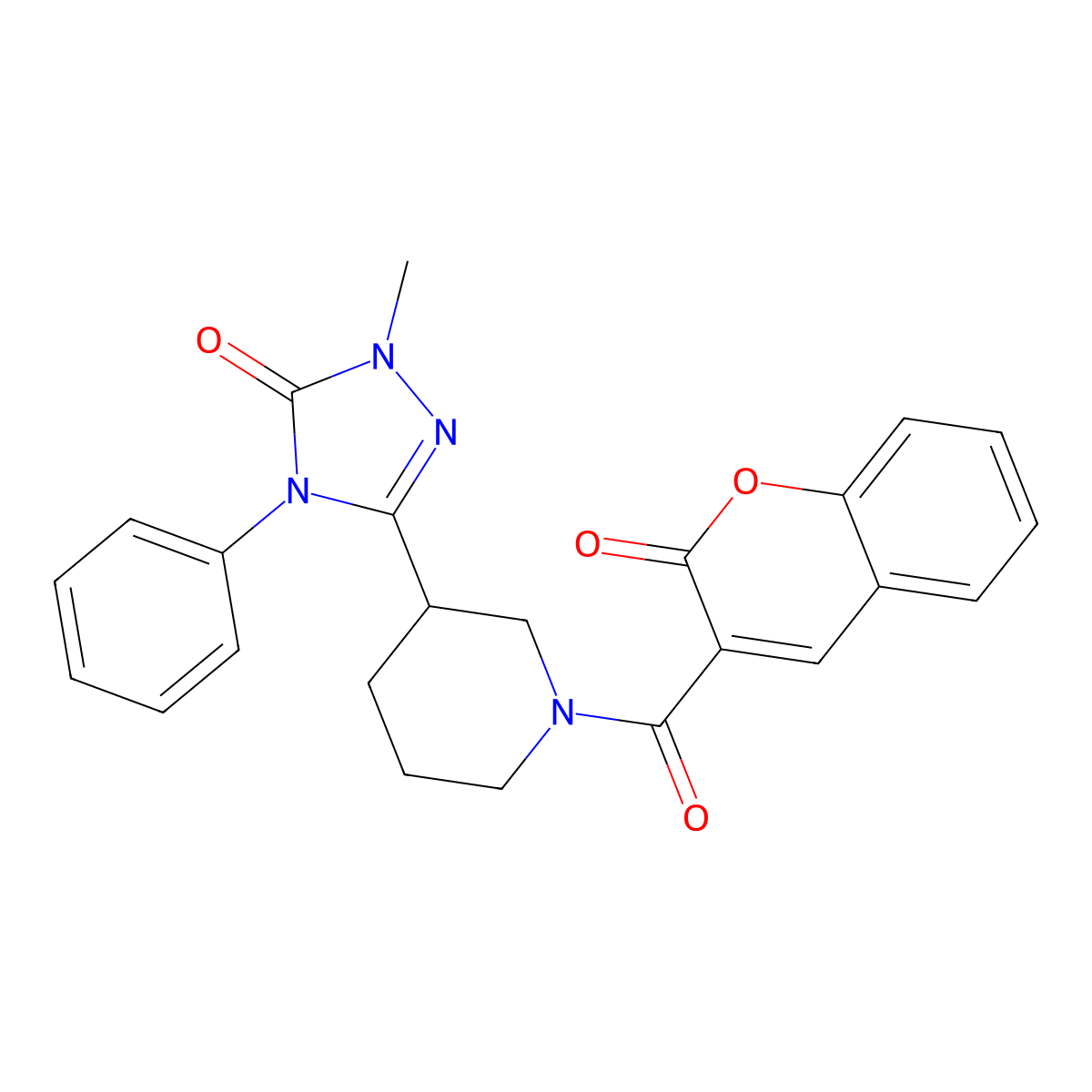 1-methyl-3-(1-(2-oxo-2H-chromene-3-carbonyl)piperidin-3-yl)-4-phenyl-1H-1,2,4-triazol-5(4H)-one molecular structure, CAS 1396749-33-9