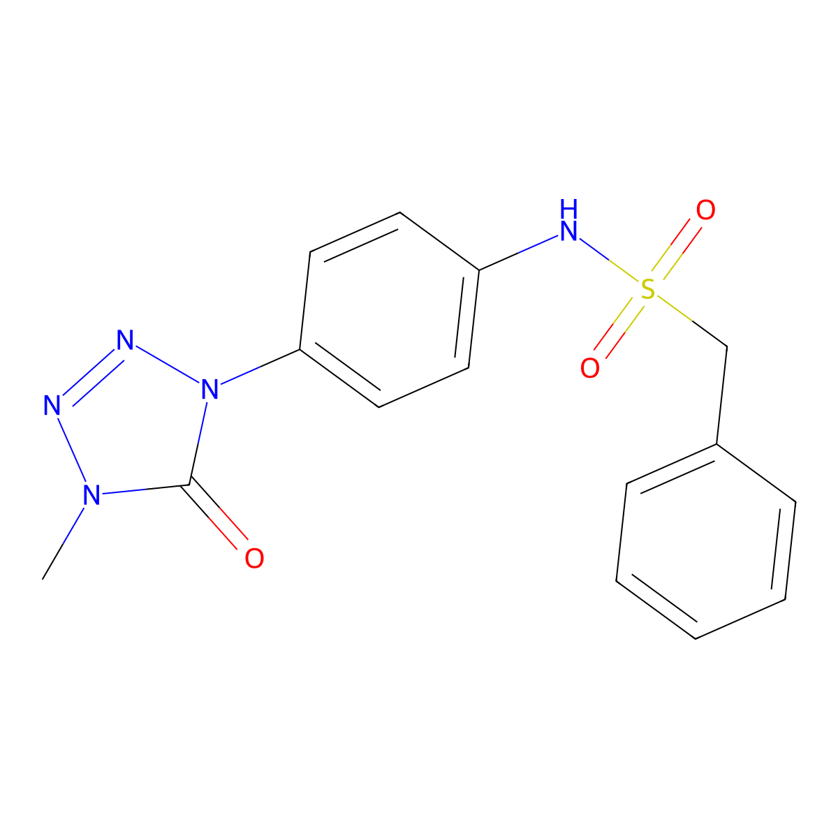 N-(4-(4-methyl-5-oxo-4,5-dihydro-1H-tetrazol-1-yl)phenyl)-1-phenylmethanesulfonamide molecular structure, CAS 1396749-40-8