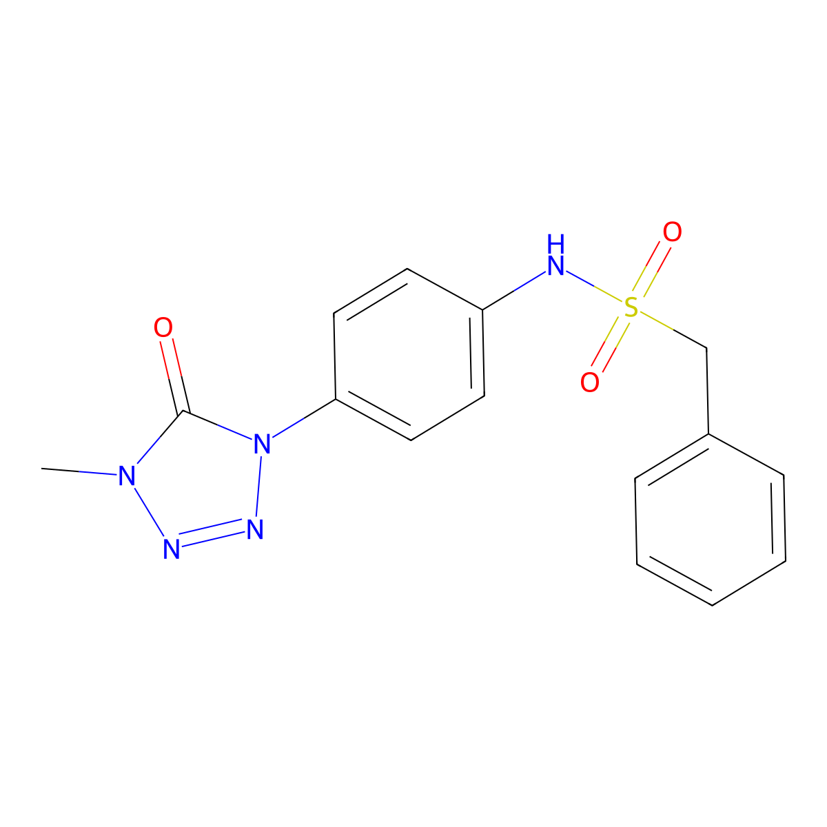 N-(4-(4-methyl-5-oxo-4,5-dihydro-1H-tetrazol-1-yl)phenyl)-1-phenylmethanesulfonamide molecular structure, CAS 1396749-40-8