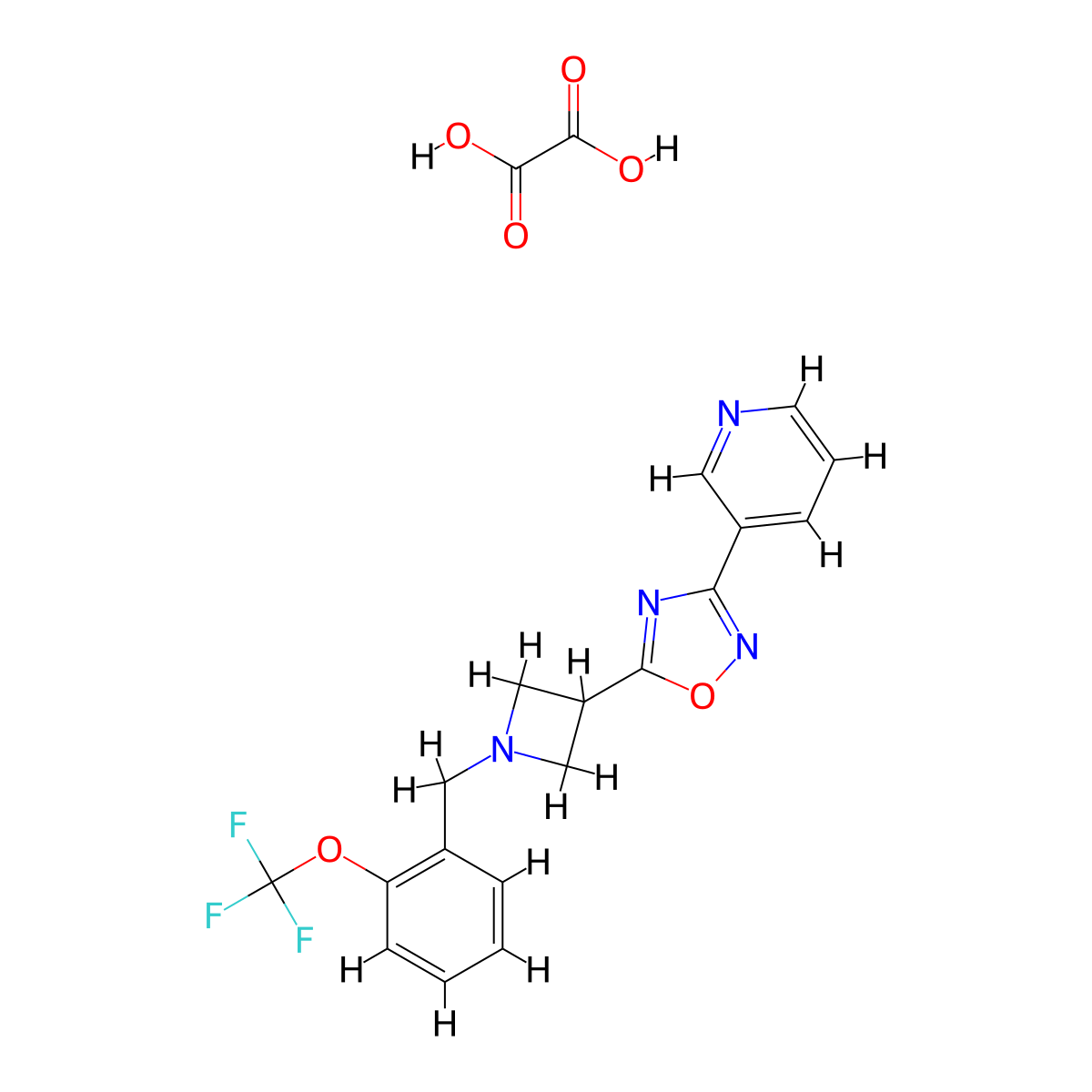 3-(Pyridin-3-yl)-5-(1-(2-(trifluoromethoxy)benzyl)azetidin-3-yl)-1,2,4-oxadiazole oxalate molecular structure, CAS 1396749-44-2