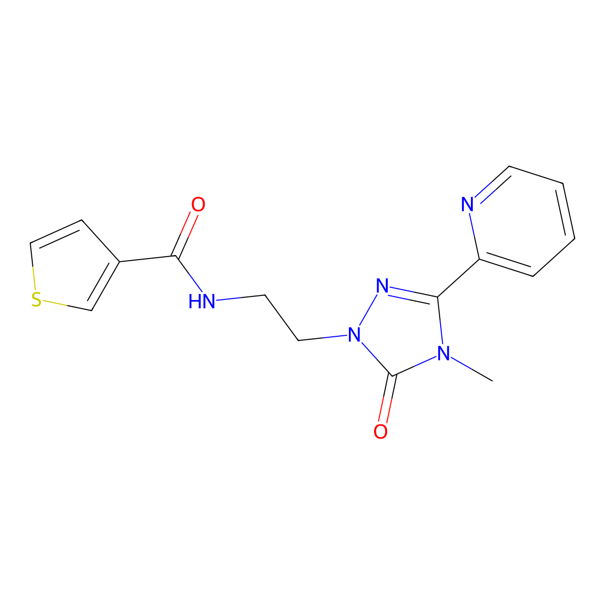 N-{2-[4-methyl-5-oxo-3-(pyridin-2-yl)-4,5-dihydro-1H-1,2,4-triazol-1-yl]ethyl}thiophene-3-carboxamide molecular structure, CAS 1396749-47-5