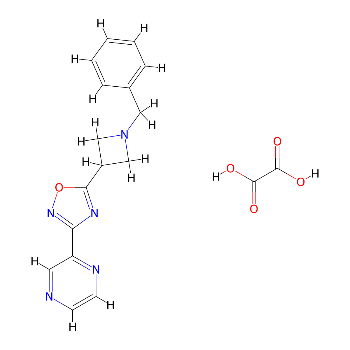 5-(1-Benzylazetidin-3-yl)-3-(pyrazin-2-yl)-1,2,4-oxadiazole oxalate molecular structure, CAS 1396749-49-7