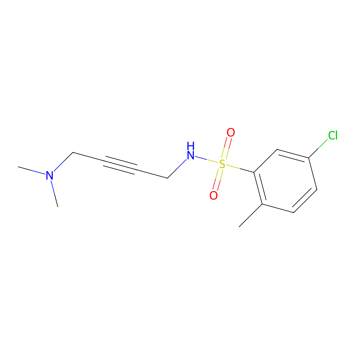 5-chloro-N-(4-(dimethylamino)but-2-yn-1-yl)-2-methylbenzenesulfonamide molecular structure, CAS 1396749-56-6
