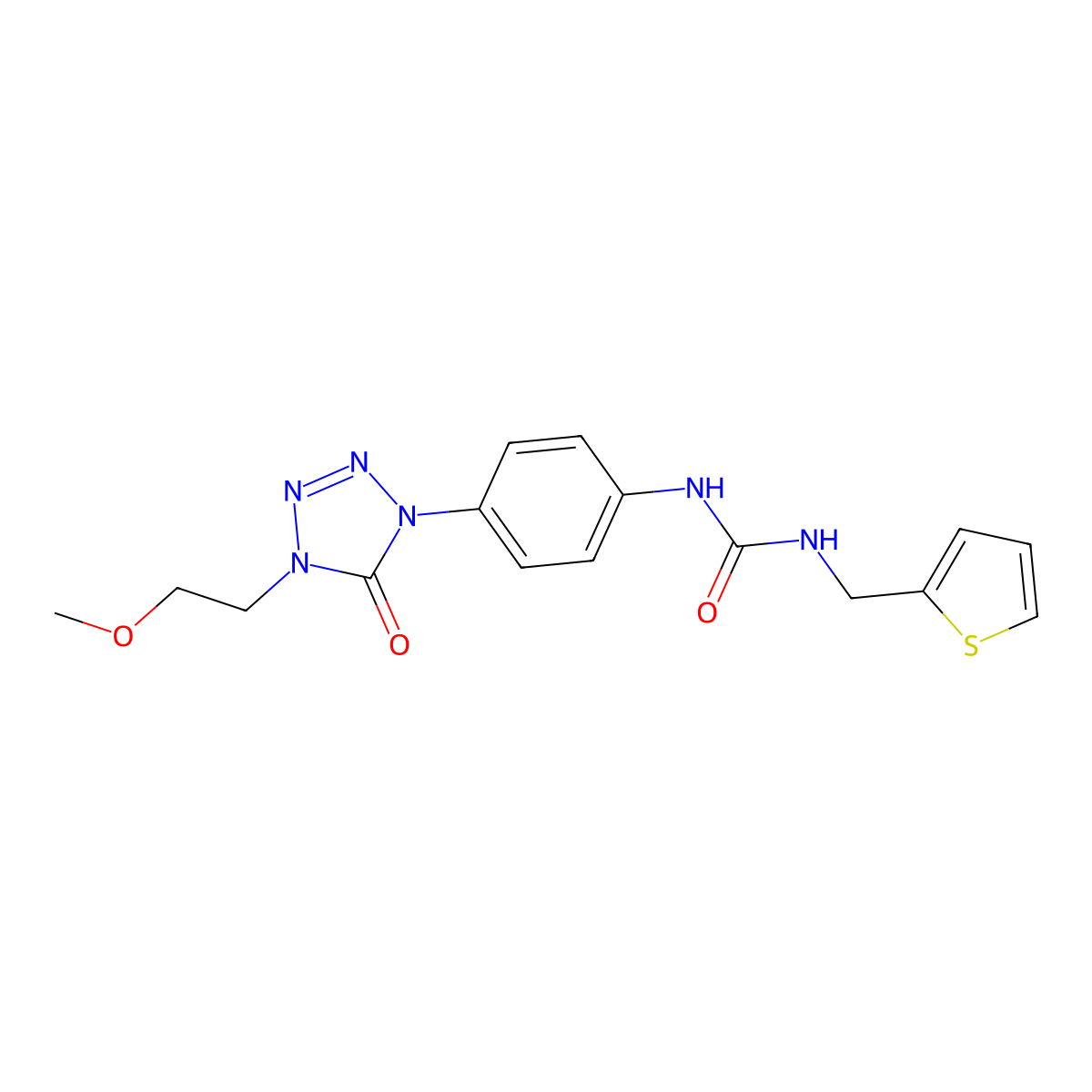 1-(4-(4-(2-methoxyethyl)-5-oxo-4,5-dihydro-1H-tetrazol-1-yl)phenyl)-3-(thiophen-2-ylmethyl)urea molecular structure, CAS 1396749-57-7