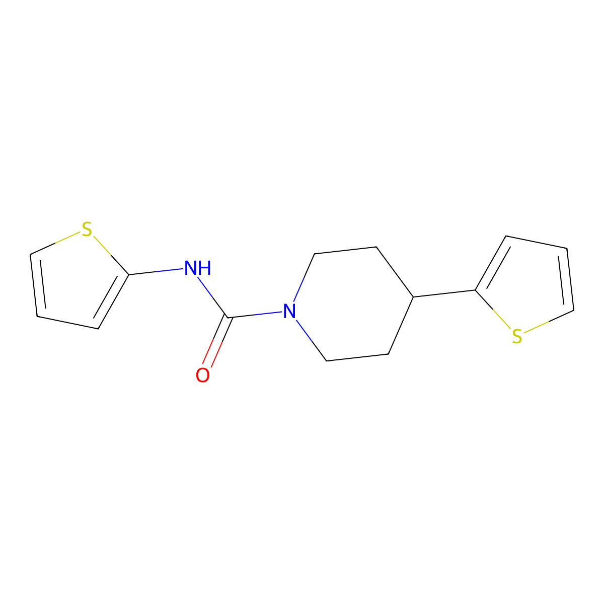 N,4-di(thiophen-2-yl)piperidine-1-carboxamide molecular structure, CAS 1396749-59-9