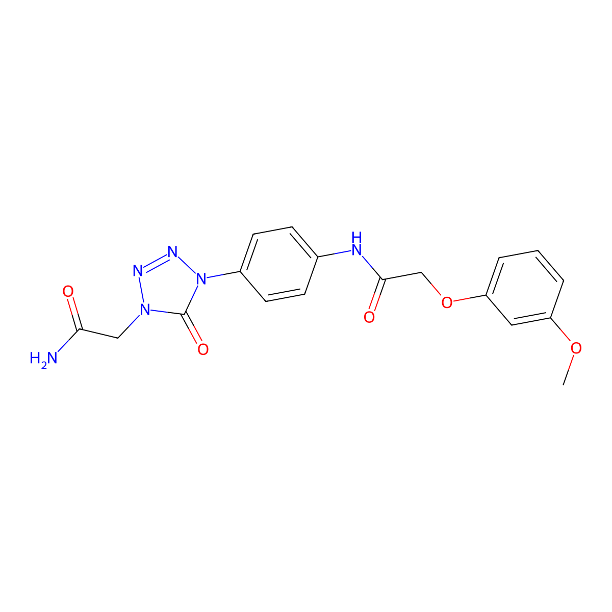 N-(4-(4-(2-amino-2-oxoethyl)-5-oxo-4,5-dihydro-1H-tetrazol-1-yl)phenyl)-2-(3-methoxyphenoxy)acetamide molecular structure, CAS 1396749-67-9