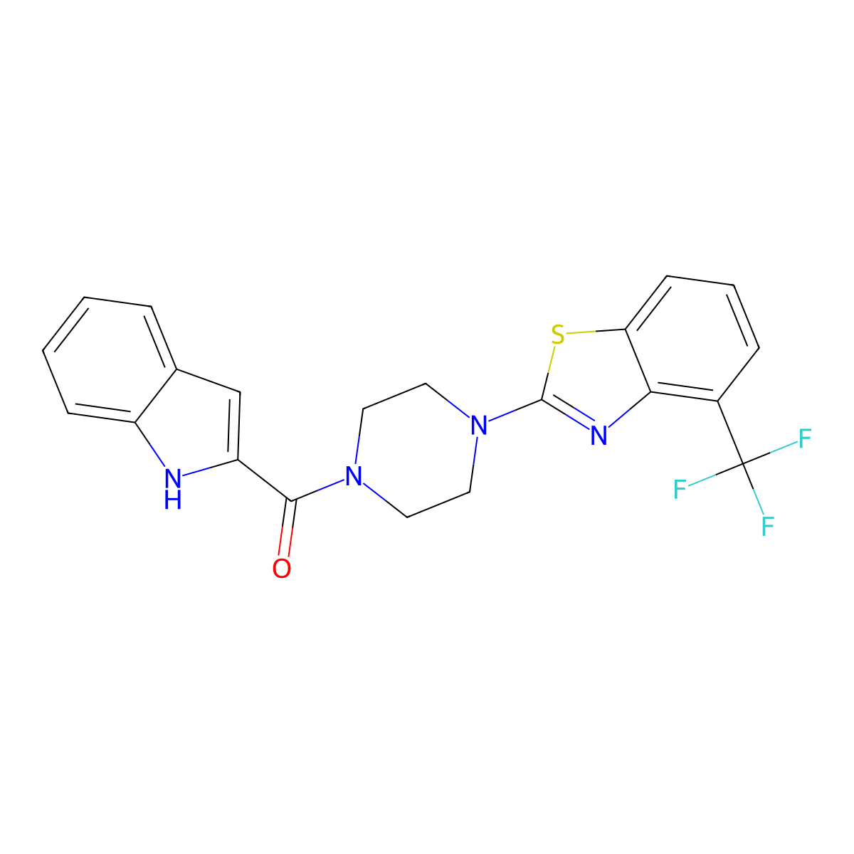 (1H-indol-2-yl)(4-(4-(trifluoromethyl)benzo[d]thiazol-2-yl)piperazin-1-yl)methanone molecular structure, CAS 1396749-68-0