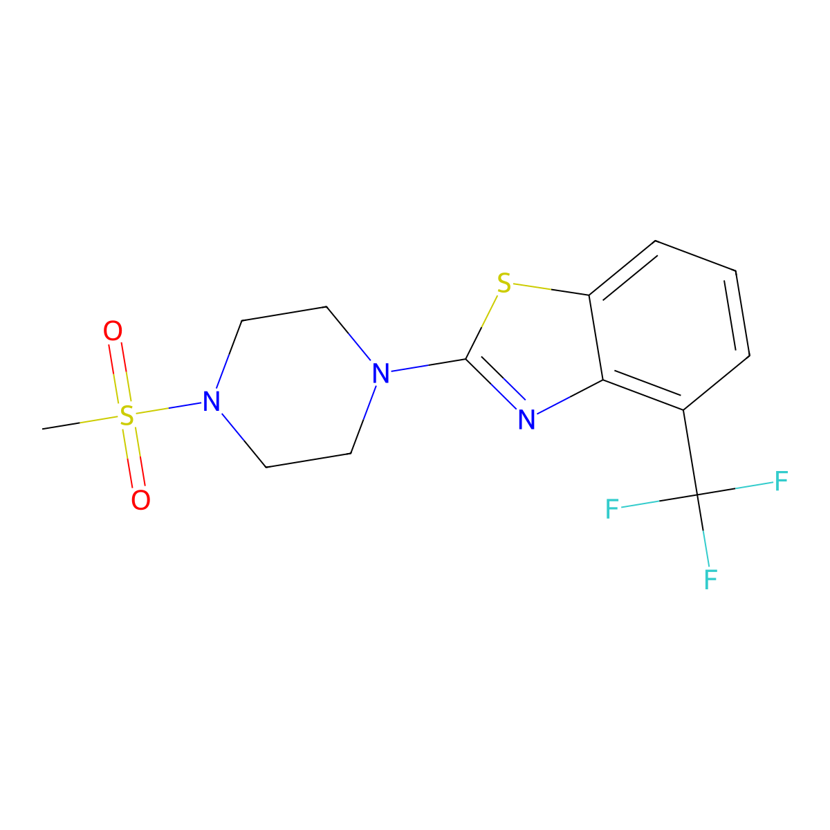 2-(4-(Methylsulfonyl)piperazin-1-yl)-4-(trifluoromethyl)benzo[d]thiazole molecular structure, CAS 1396749-72-6