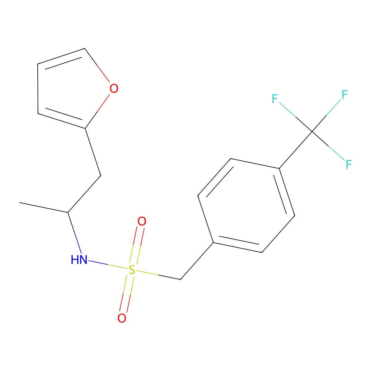 N-[1-(furan-2-yl)propan-2-yl]-1-[4-(trifluoromethyl)phenyl]methanesulfonamide molecular structure, CAS 1396749-76-0