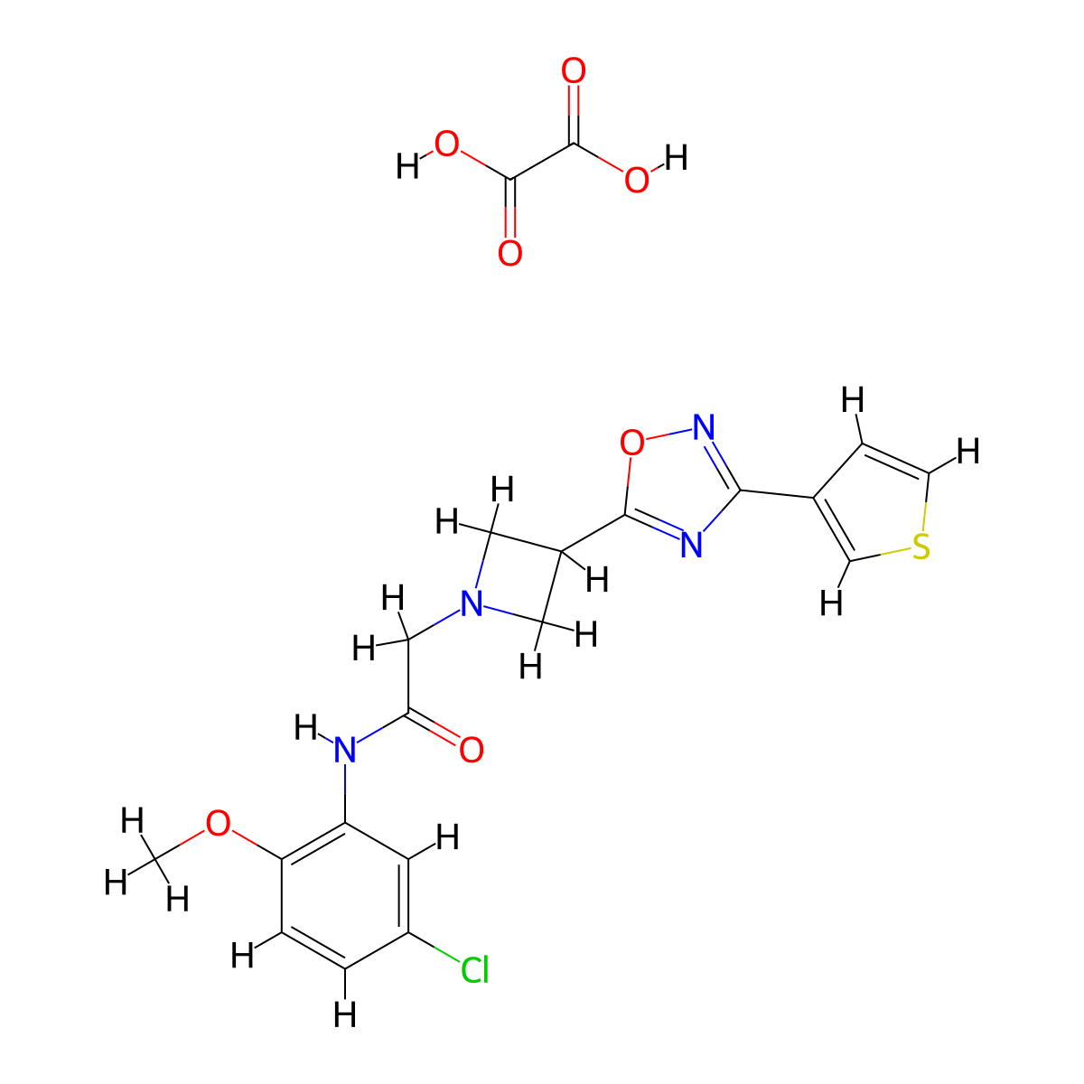 N-(5-chloro-2-methoxyphenyl)-2-(3-(3-(thiophen-3-yl)-1,2,4-oxadiazol-5-yl)azetidin-1-yl)acetamide oxalate molecular structure, CAS 1396749-80-6