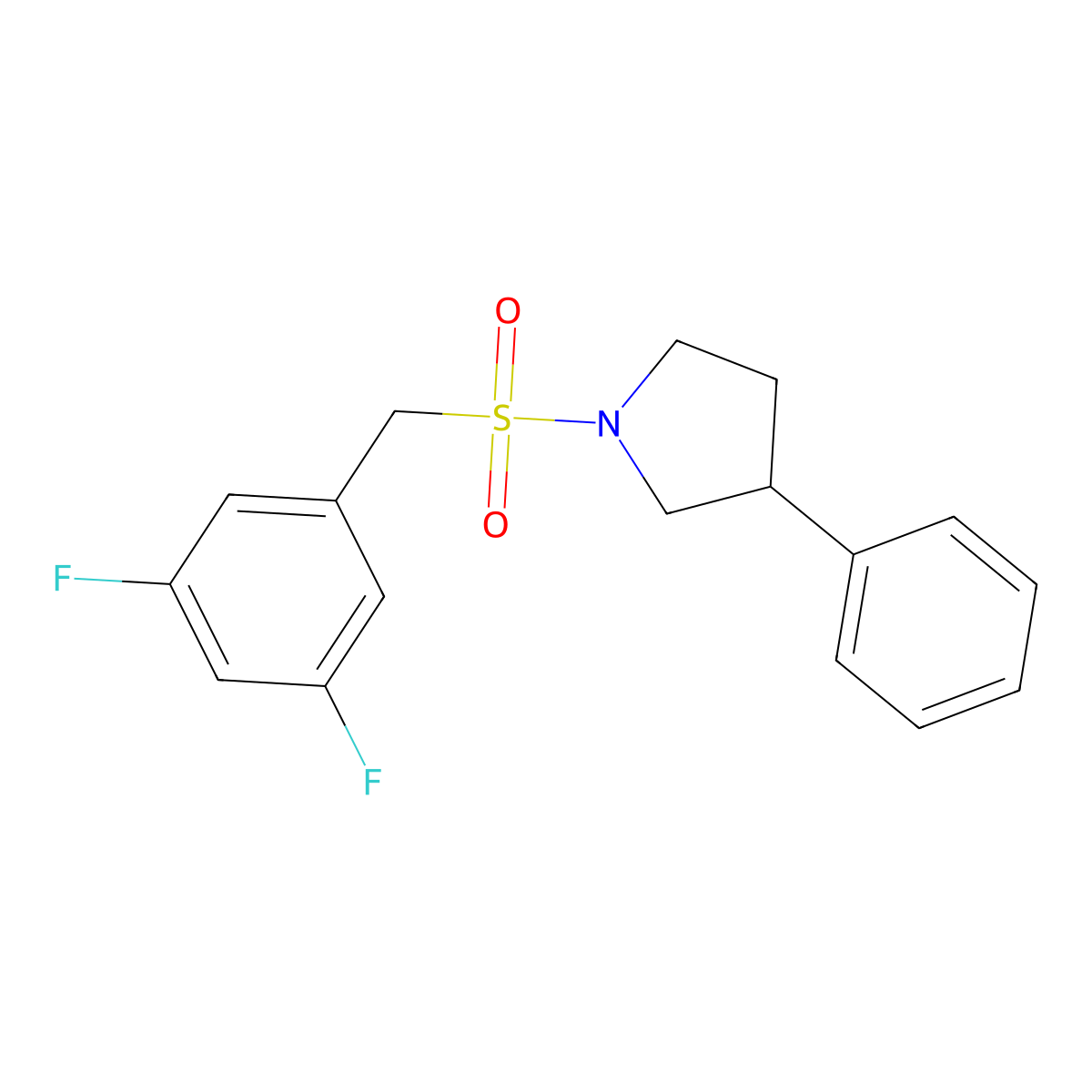 1-((3,5-Difluorobenzyl)sulfonyl)-3-phenylpyrrolidine molecular structure, CAS 1396749-81-7