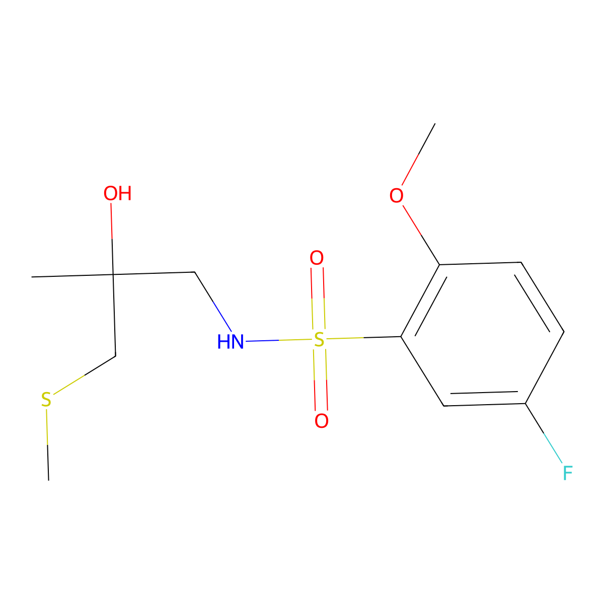 5-fluoro-N-(2-hydroxy-2-methyl-3-(methylthio)propyl)-2-methoxybenzenesulfonamide molecular structure, CAS 1396749-94-2