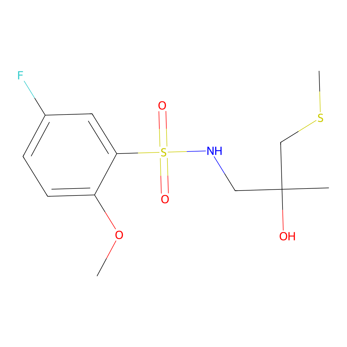 5-fluoro-N-(2-hydroxy-2-methyl-3-(methylthio)propyl)-2-methoxybenzenesulfonamide molecular structure, CAS 1396749-94-2