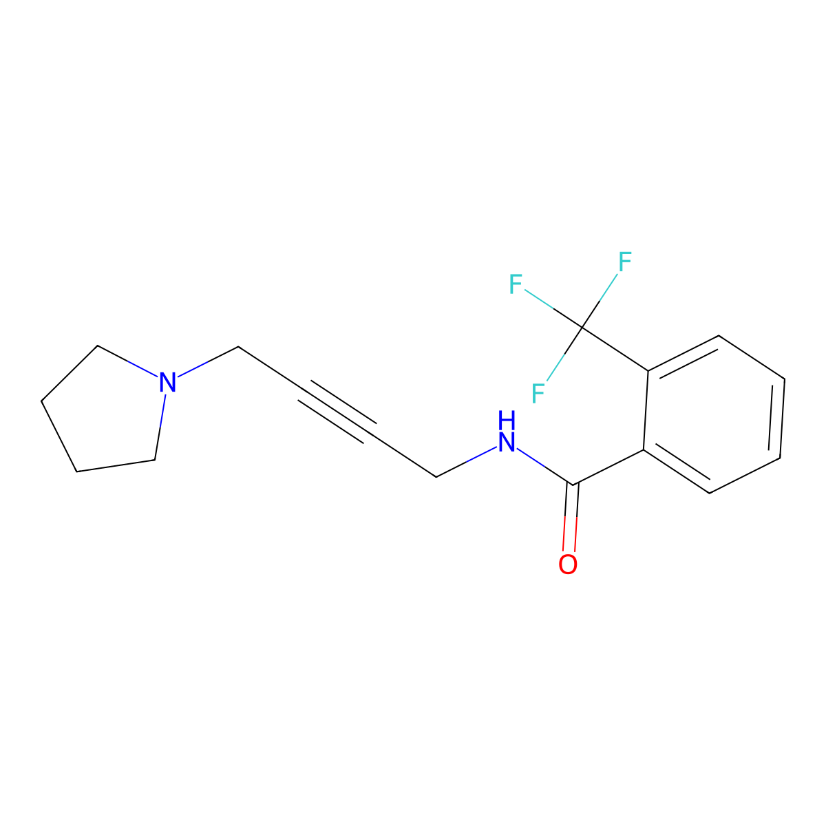N-[4-(pyrrolidin-1-yl)but-2-yn-1-yl]-2-(trifluoromethyl)benzamide molecular structure, CAS 1396749-95-3