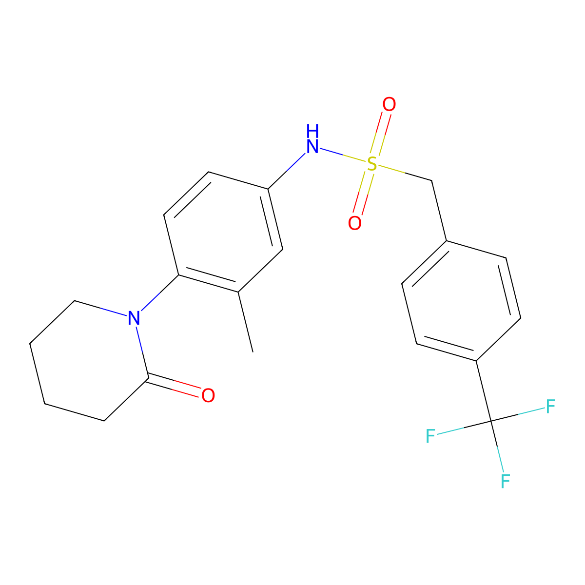 N-[3-methyl-4-(2-oxopiperidin-1-yl)phenyl]-1-[4-(trifluoromethyl)phenyl]methanesulfonamide molecular structure, CAS 1396749-99-7