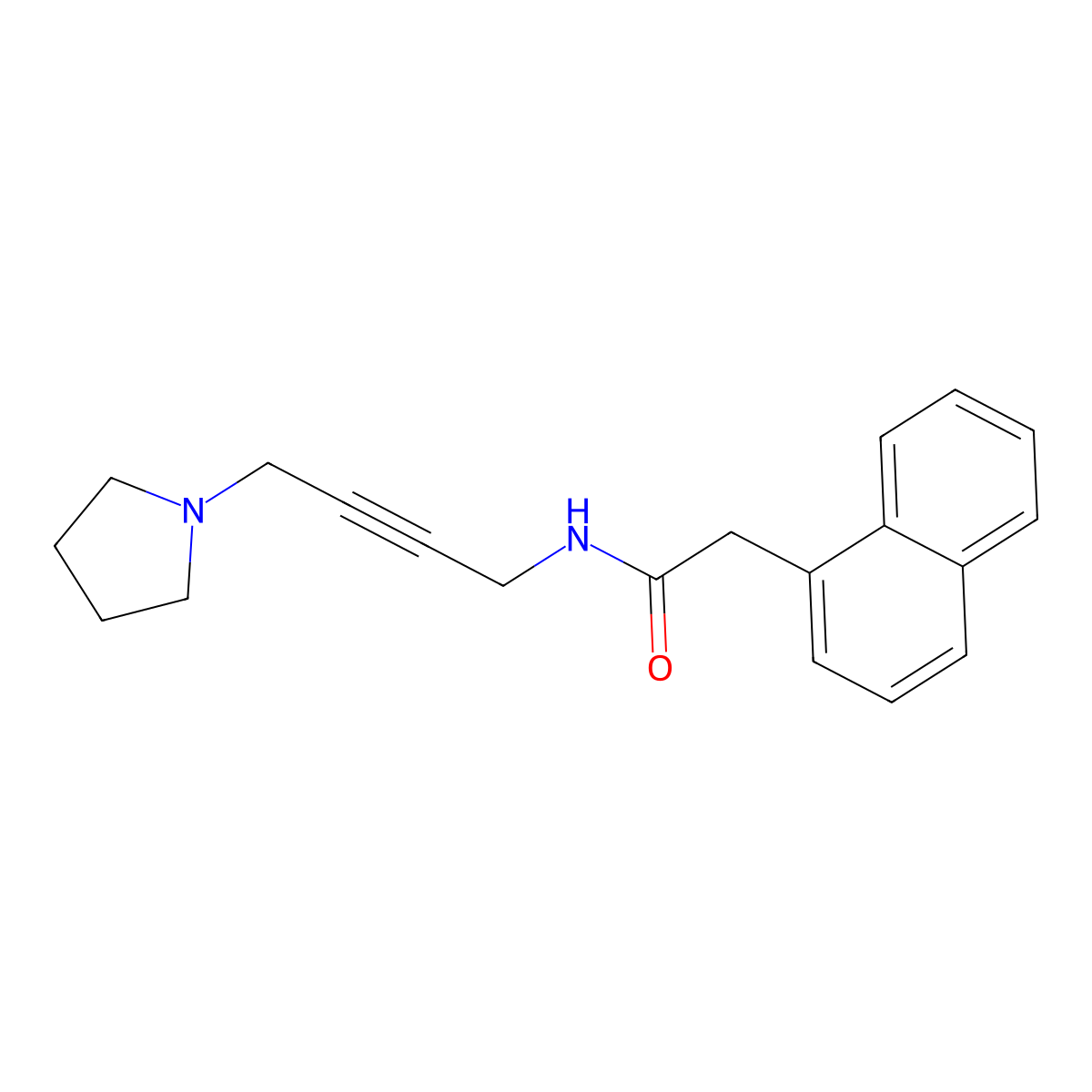 2-(naphthalen-1-yl)-N-(4-(pyrrolidin-1-yl)but-2-yn-1-yl)acetamide molecular structure, CAS 1396750-00-7