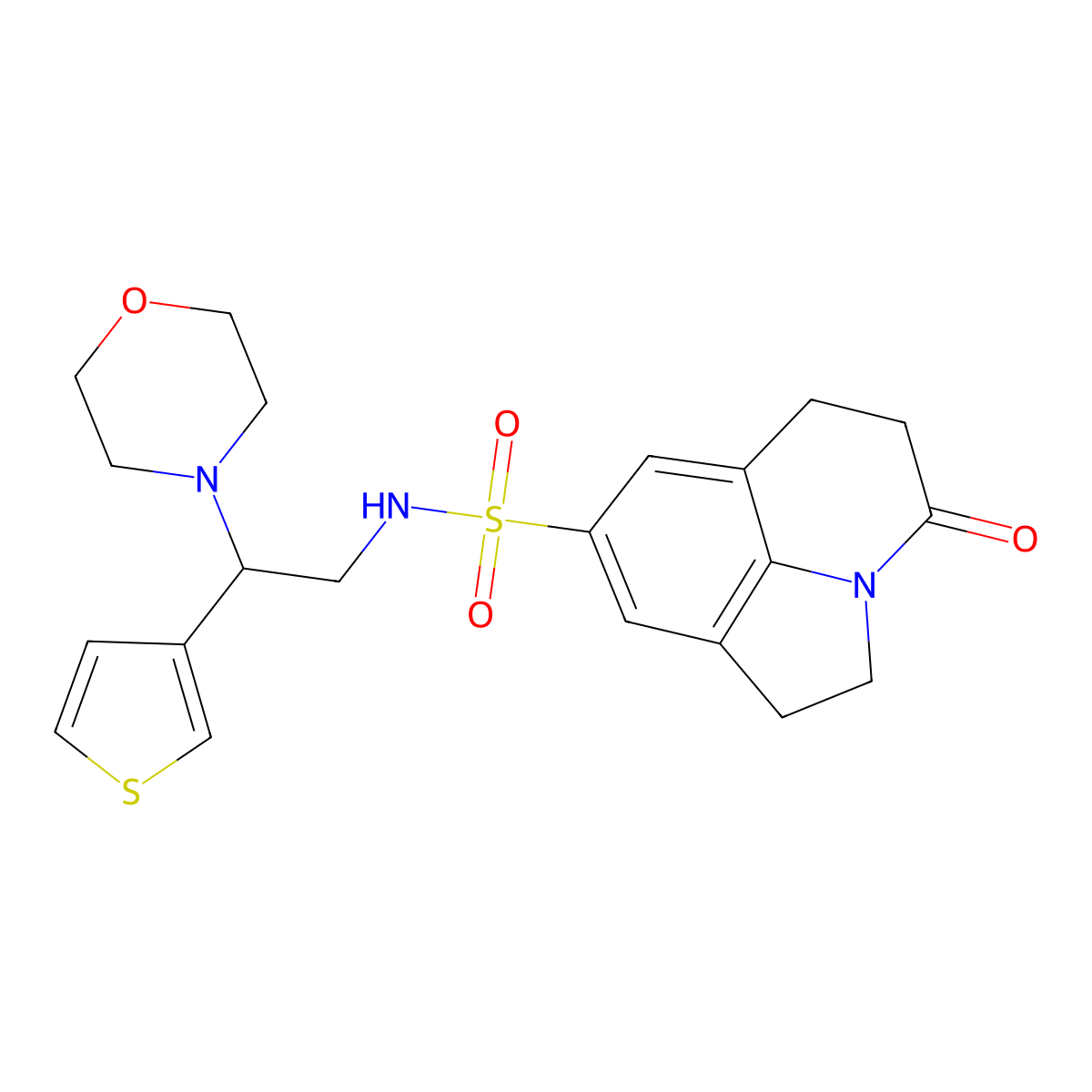 N-(2-morpholino-2-(thiophen-3-yl)ethyl)-4-oxo-2,4,5,6-tetrahydro-1H-pyrrolo[3,2,1-ij]quinoline-8-sulfonamide molecular structure, CAS 1396750-06-3