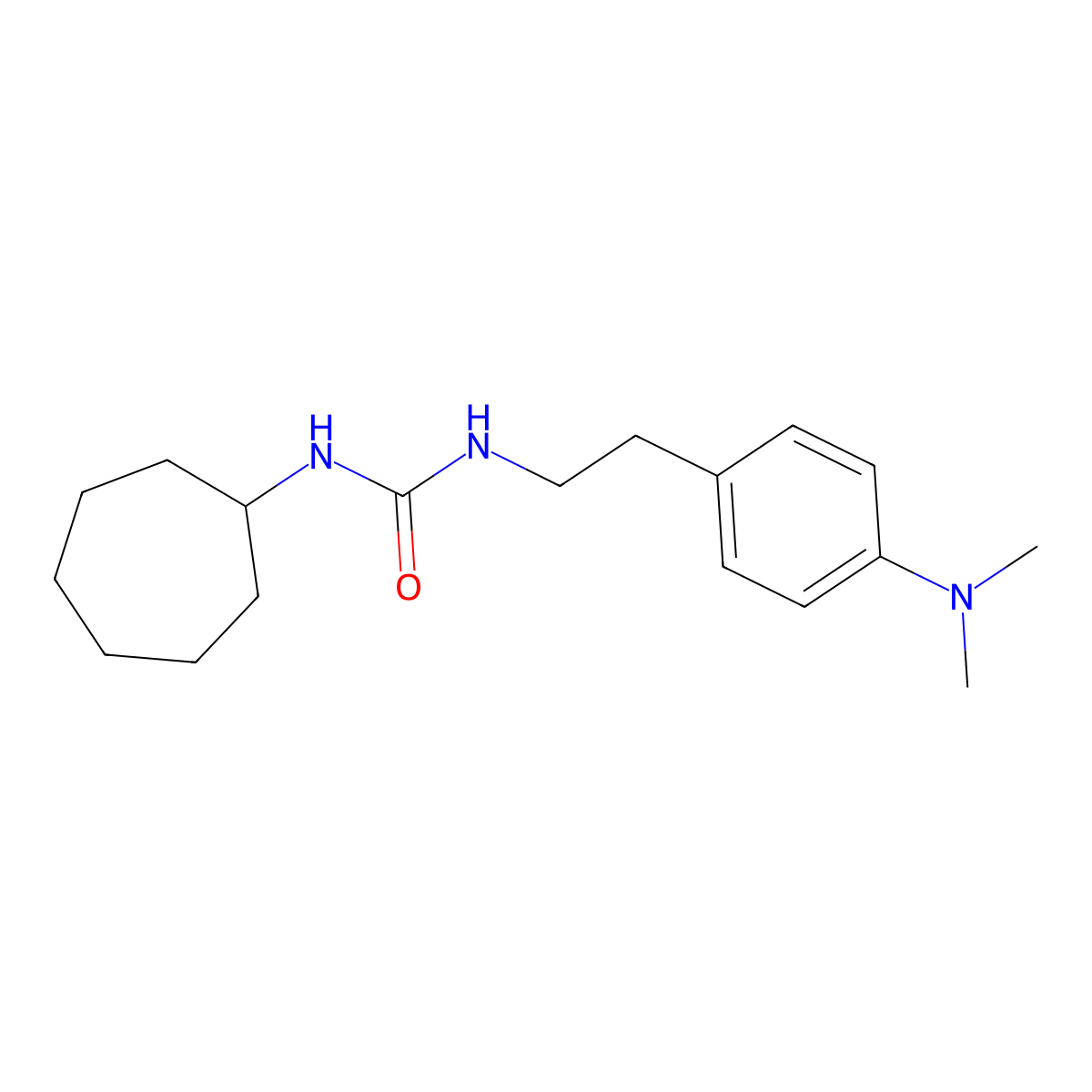 1-Cycloheptyl-3-(4-(dimethylamino)phenethyl)urea molecular structure, CAS 1396750-12-1