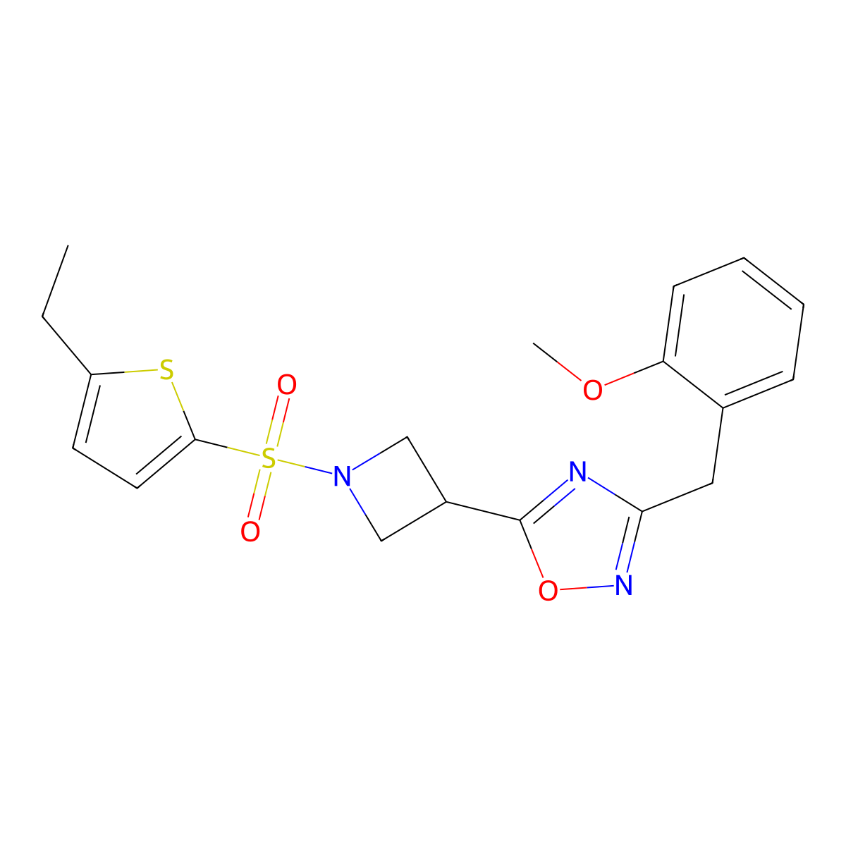 5-{1-[(5-Ethylthiophen-2-yl)sulfonyl]azetidin-3-yl}-3-[(2-methoxyphenyl)methyl]-1,2,4-oxadiazole molecular structure, CAS 1396750-14-3