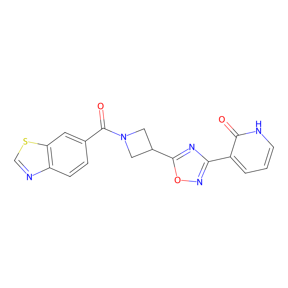 3-(5-(1-(benzo[d]thiazole-6-carbonyl)azetidin-3-yl)-1,2,4-oxadiazol-3-yl)pyridin-2(1H)-one molecular structure, CAS 1396750-19-8