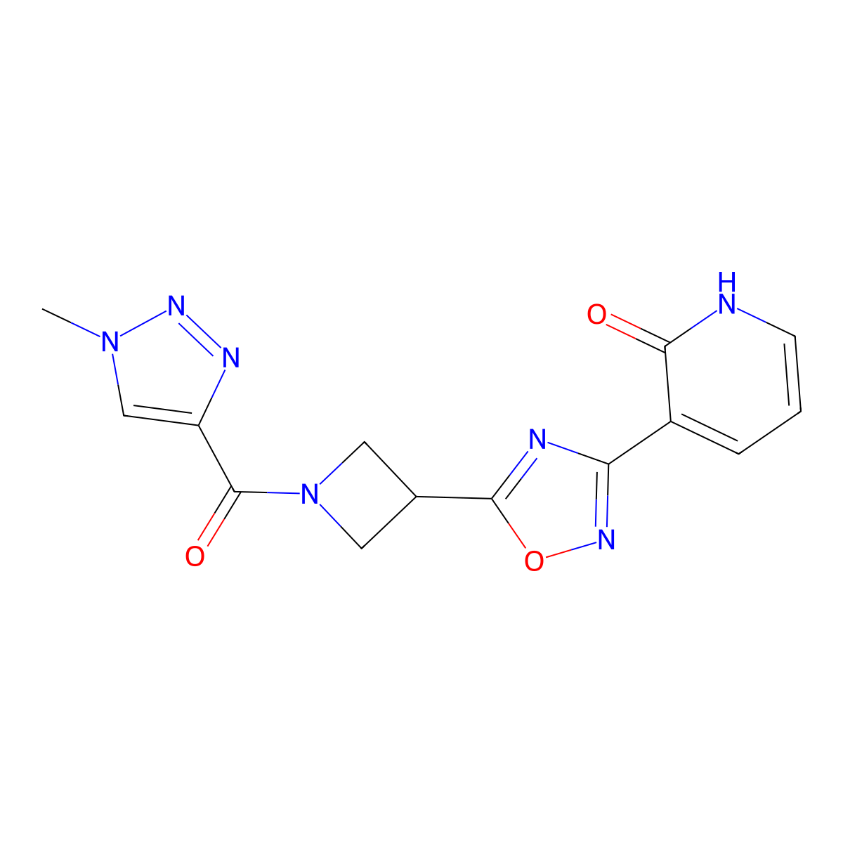 3-(5-(1-(1-methyl-1H-1,2,3-triazole-4-carbonyl)azetidin-3-yl)-1,2,4-oxadiazol-3-yl)pyridin-2(1H)-one molecular structure, CAS 1396750-25-6