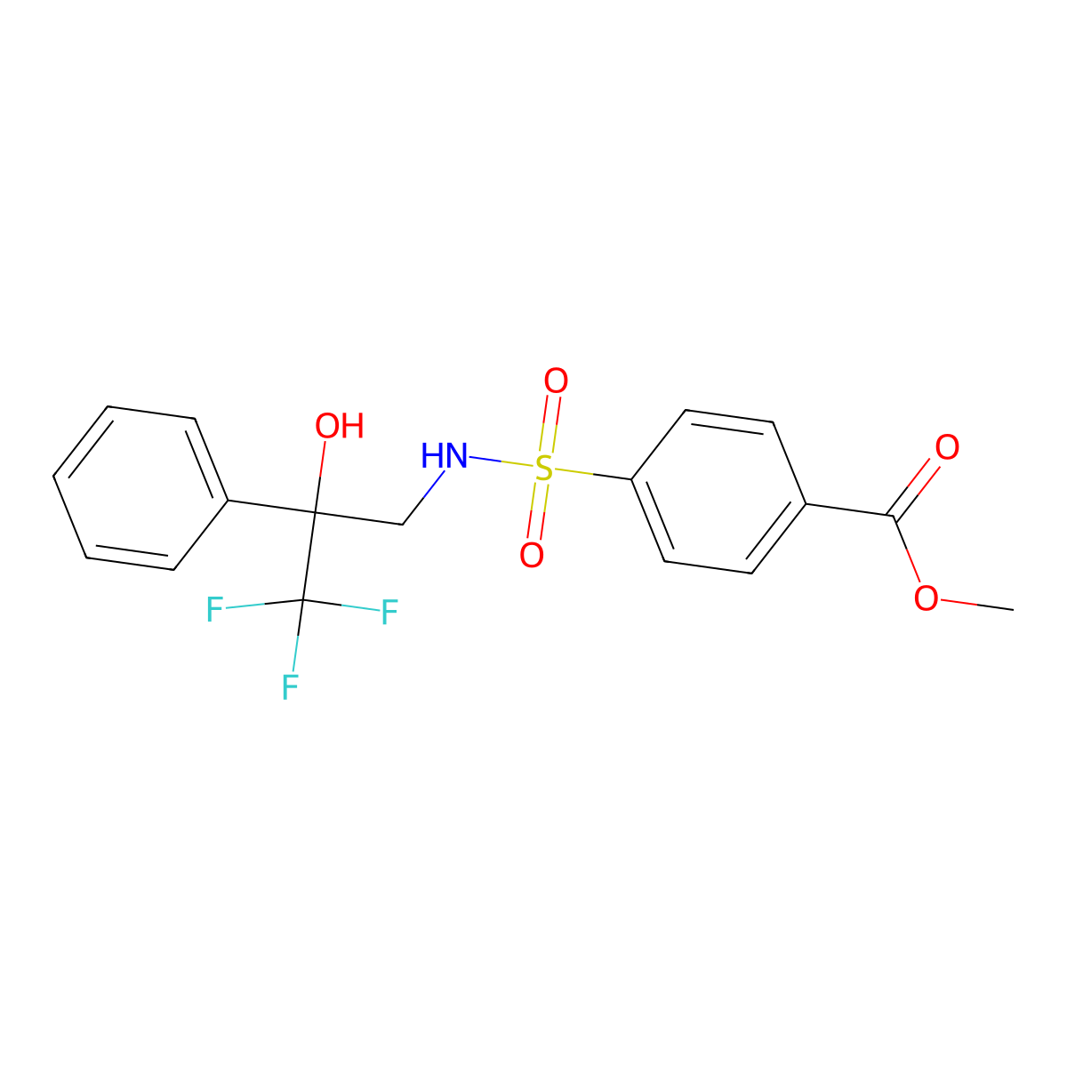 methyl 4-(N-(3,3,3-trifluoro-2-hydroxy-2-phenylpropyl)sulfamoyl)benzoate molecular structure, CAS 1396750-33-6