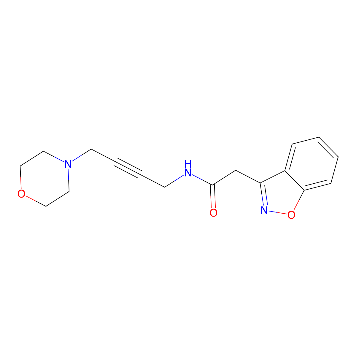 2-(benzo[d]isoxazol-3-yl)-N-(4-morpholinobut-2-yn-1-yl)acetamide molecular structure, CAS 1396750-36-9