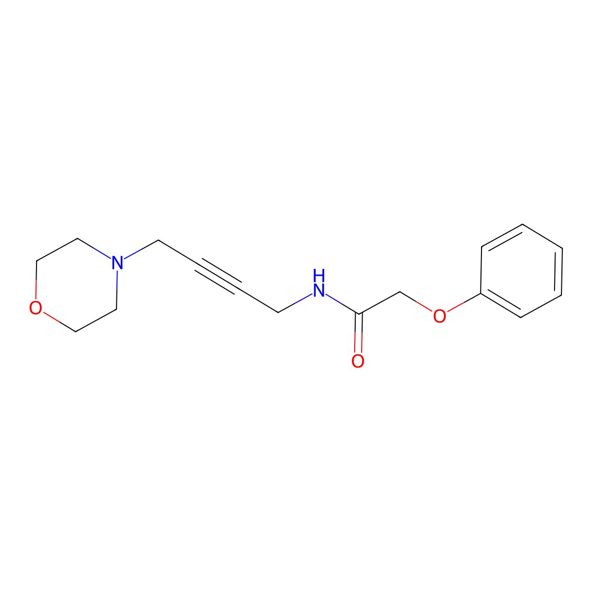 N-(4-morpholinobut-2-yn-1-yl)-2-phenoxyacetamide molecular structure, CAS 1396750-38-1
