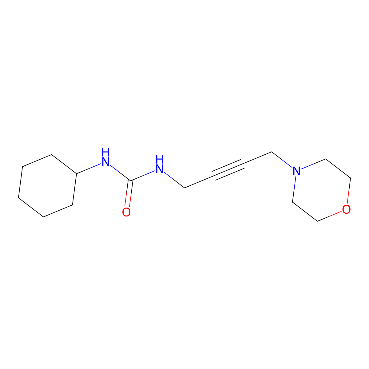 1-Cyclohexyl-3-(4-morpholinobut-2-yn-1-yl)urea molecular structure, CAS 1396750-42-7