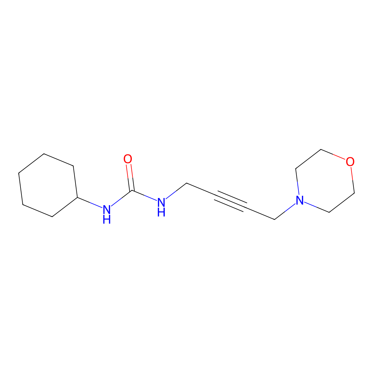 1-Cyclohexyl-3-(4-morpholinobut-2-yn-1-yl)urea molecular structure, CAS 1396750-42-7