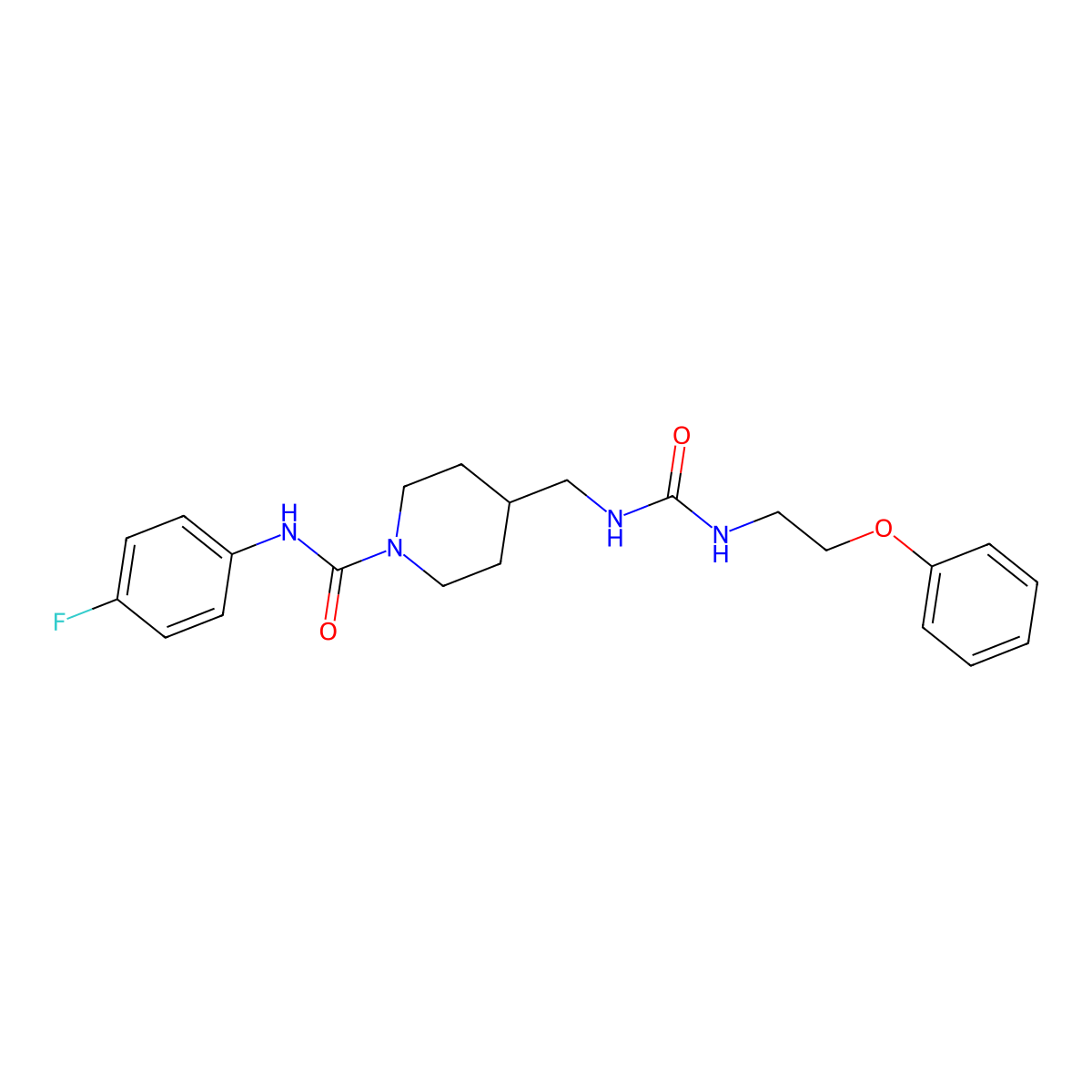 N-(4-fluorophenyl)-4-((3-(2-phenoxyethyl)ureido)methyl)piperidine-1-carboxamide molecular structure, CAS 1396750-44-9
