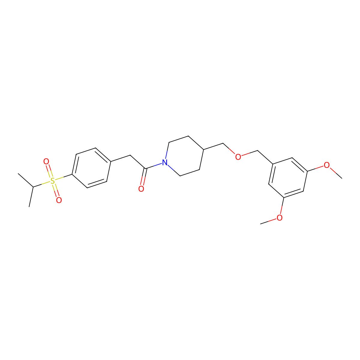 1-(4-(((3,5-Dimethoxybenzyl)oxy)methyl)piperidin-1-yl)-2-(4-(isopropylsulfonyl)phenyl)ethanone molecular structure, CAS 1396750-55-2