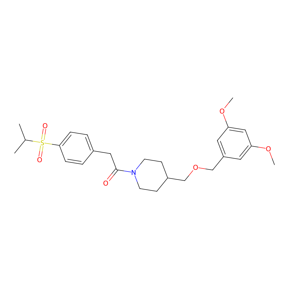 1-(4-(((3,5-Dimethoxybenzyl)oxy)methyl)piperidin-1-yl)-2-(4-(isopropylsulfonyl)phenyl)ethanone molecular structure, CAS 1396750-55-2
