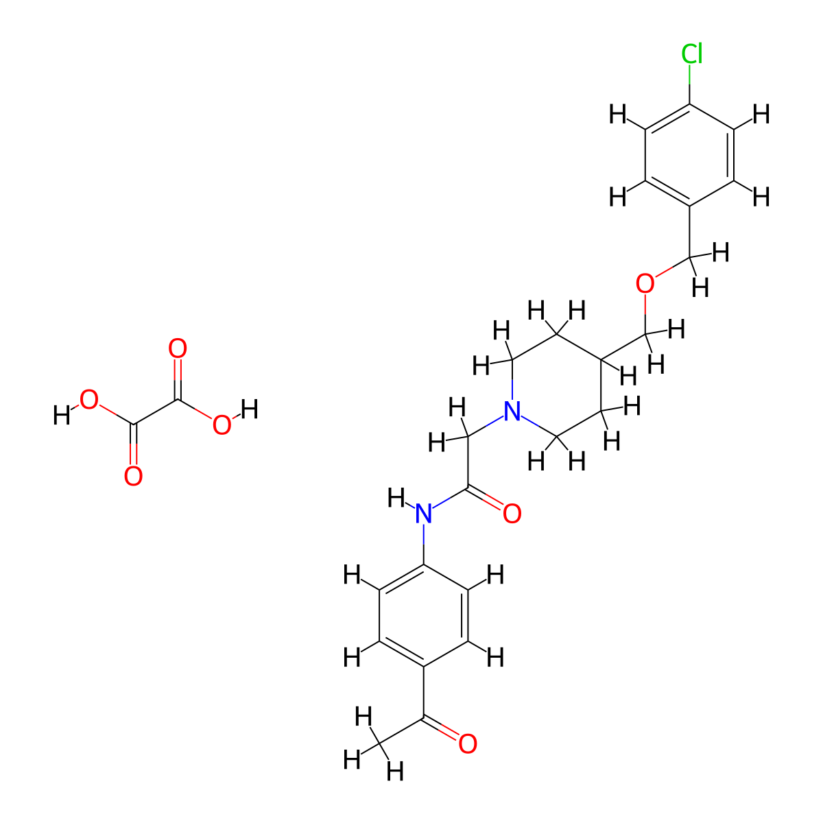 N-(4-acetylphenyl)-2-(4-(((4-chlorobenzyl)oxy)methyl)piperidin-1-yl)acetamide oxalate molecular structure, CAS 1396750-71-2