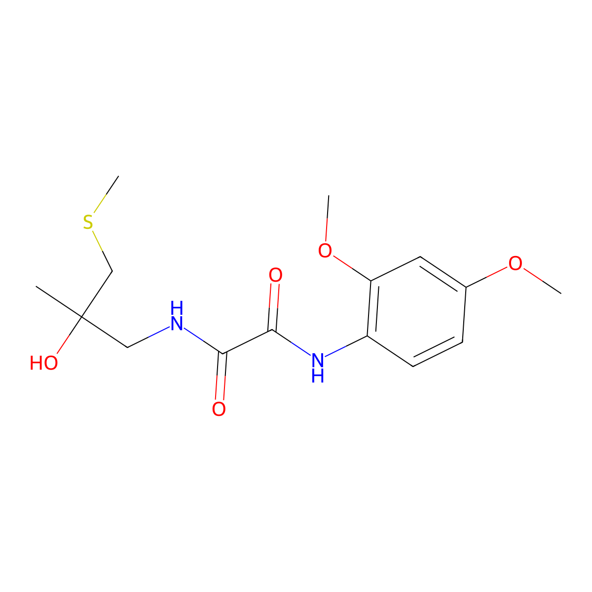 N1-(2,4-dimethoxyphenyl)-N2-(2-hydroxy-2-methyl-3-(methylthio)propyl)oxalamide molecular structure, CAS 1396750-98-3