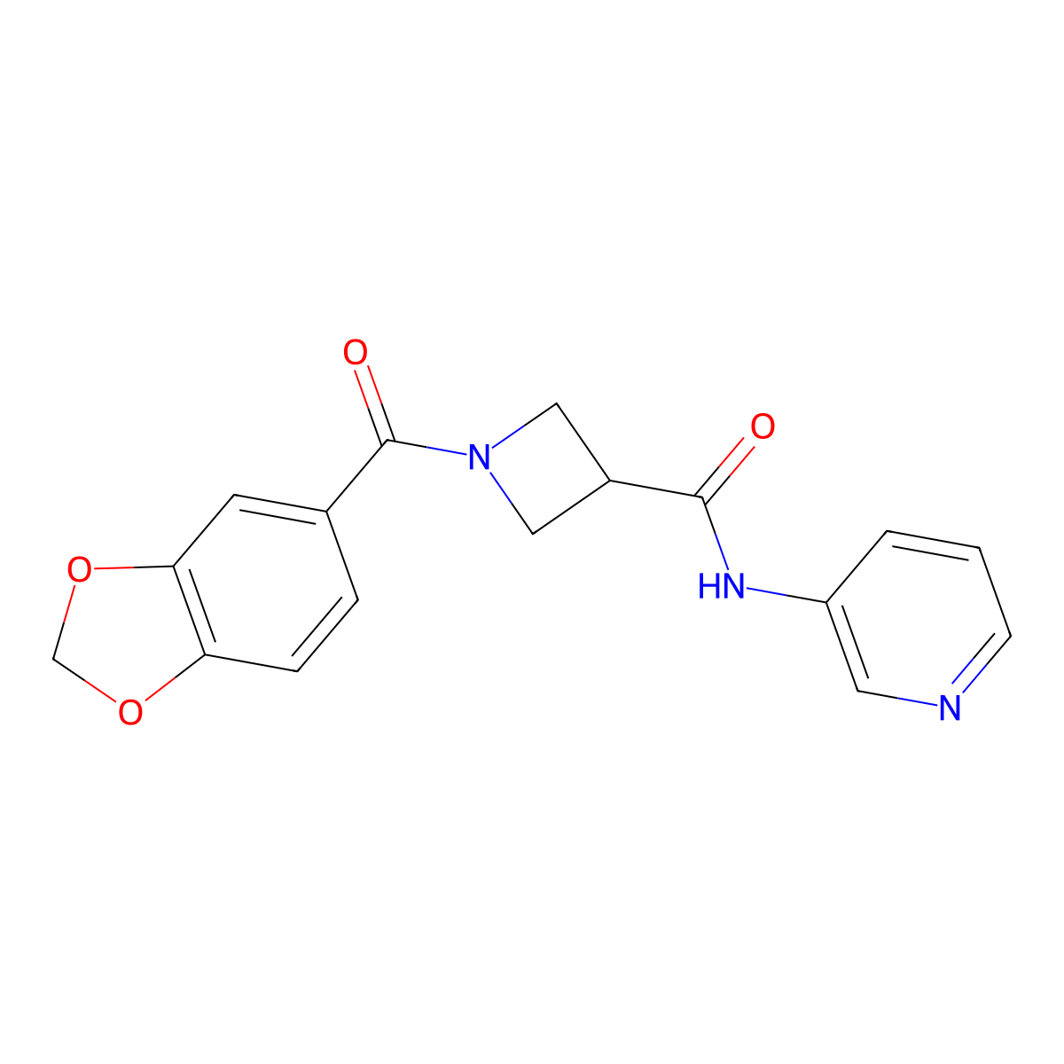 1-(benzo[d][1,3]dioxole-5-carbonyl)-N-(pyridin-3-yl)azetidine-3-carboxamide molecular structure, CAS 1396750-99-4