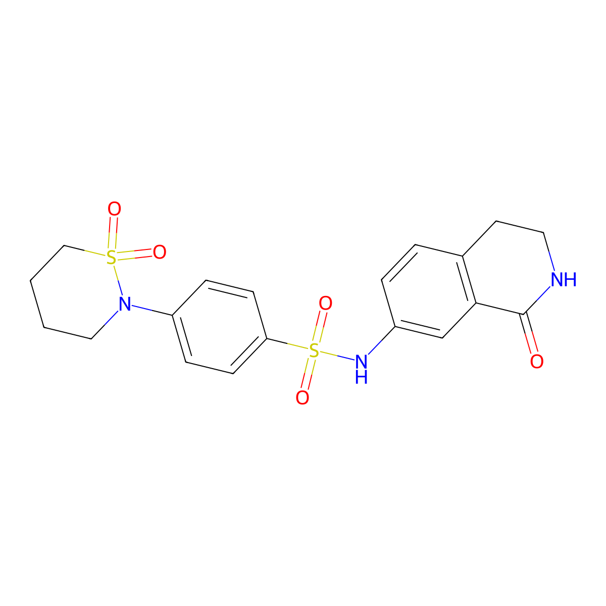 4-(1,1-dioxido-1,2-thiazinan-2-yl)-N-(1-oxo-1,2,3,4-tetrahydroisoquinolin-7-yl)benzenesulfonamide molecular structure, CAS 1396751-04-4