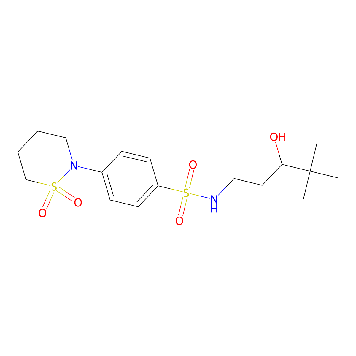 4-(1,1-dioxido-1,2-thiazinan-2-yl)-N-(3-hydroxy-4,4-dimethylpentyl)benzenesulfonamide molecular structure, CAS 1396751-16-8