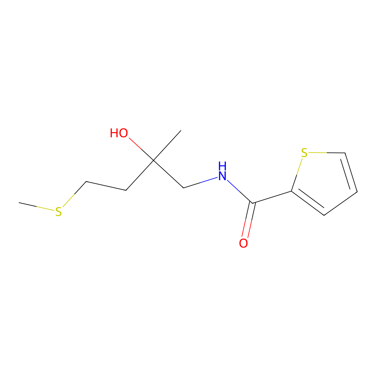 N-(2-hydroxy-2-methyl-4-(methylthio)butyl)thiophene-2-carboxamide molecular structure, CAS 1396751-24-8