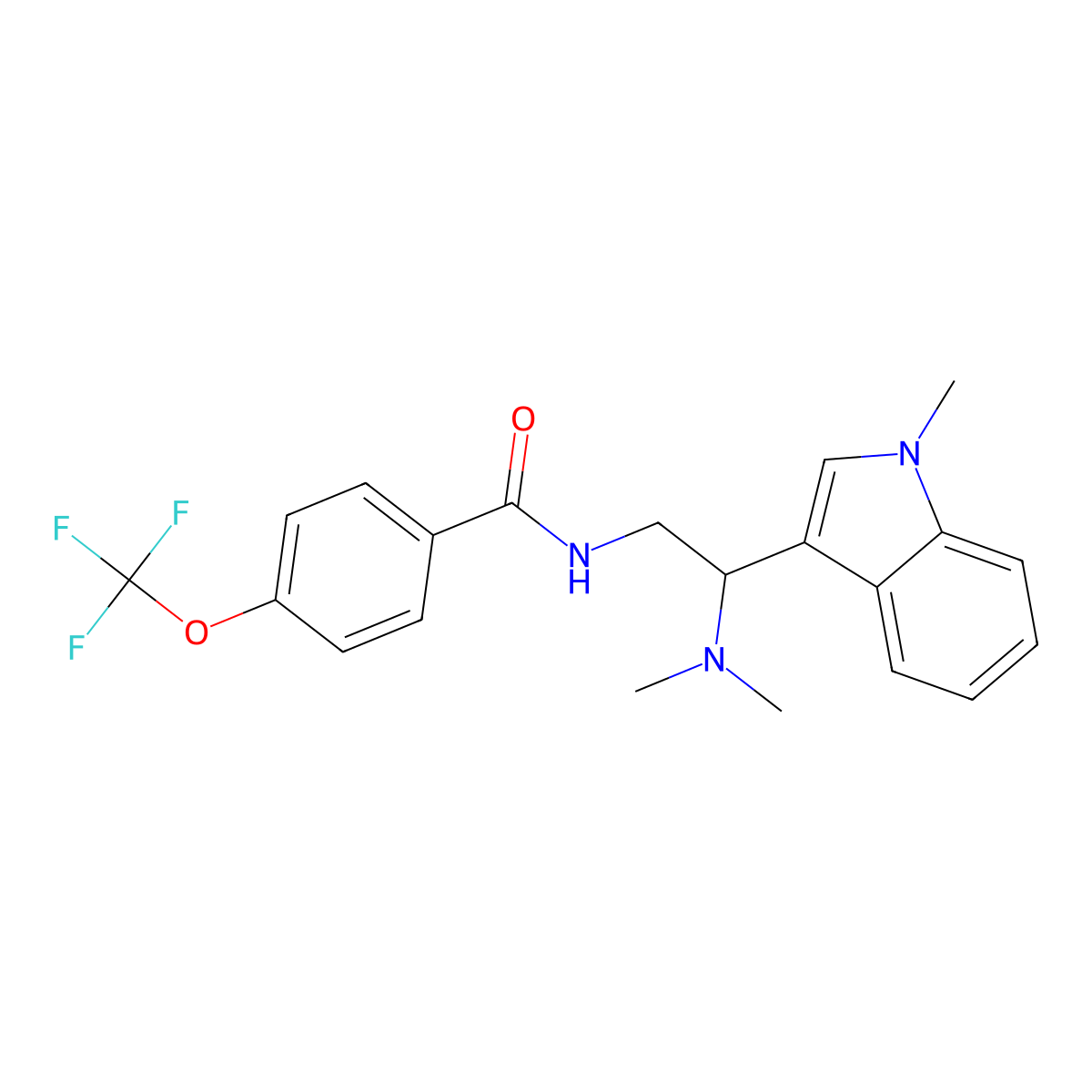 N-[2-(dimethylamino)-2-(1-methyl-1H-indol-3-yl)ethyl]-4-(trifluoromethoxy)benzamide molecular structure, CAS 1396751-27-1