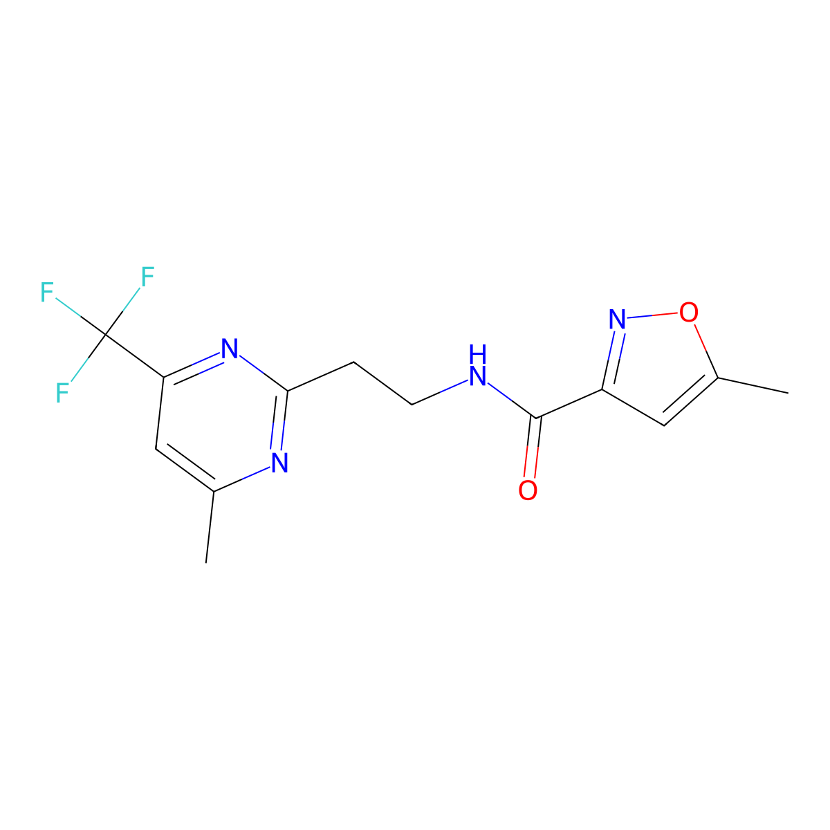 5-methyl-N-(2-(4-methyl-6-(trifluoromethyl)pyrimidin-2-yl)ethyl)isoxazole-3-carboxamide molecular structure, CAS 1396751-41-9