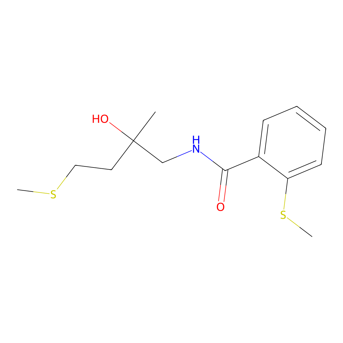 N-(2-hydroxy-2-methyl-4-(methylthio)butyl)-2-(methylthio)benzamide molecular structure, CAS 1396751-44-2